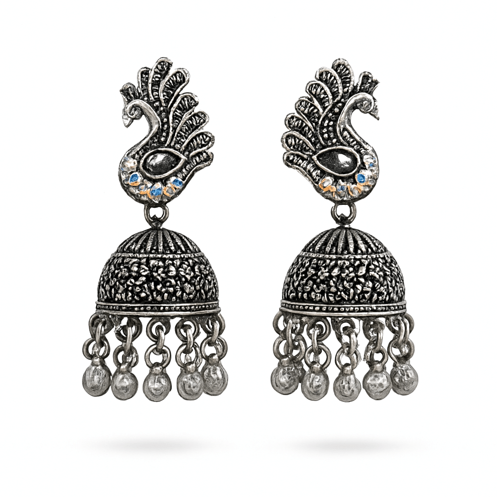 Set of 12 Premium Oxidized Designer Stud Earrings + Folding Jewelry Box