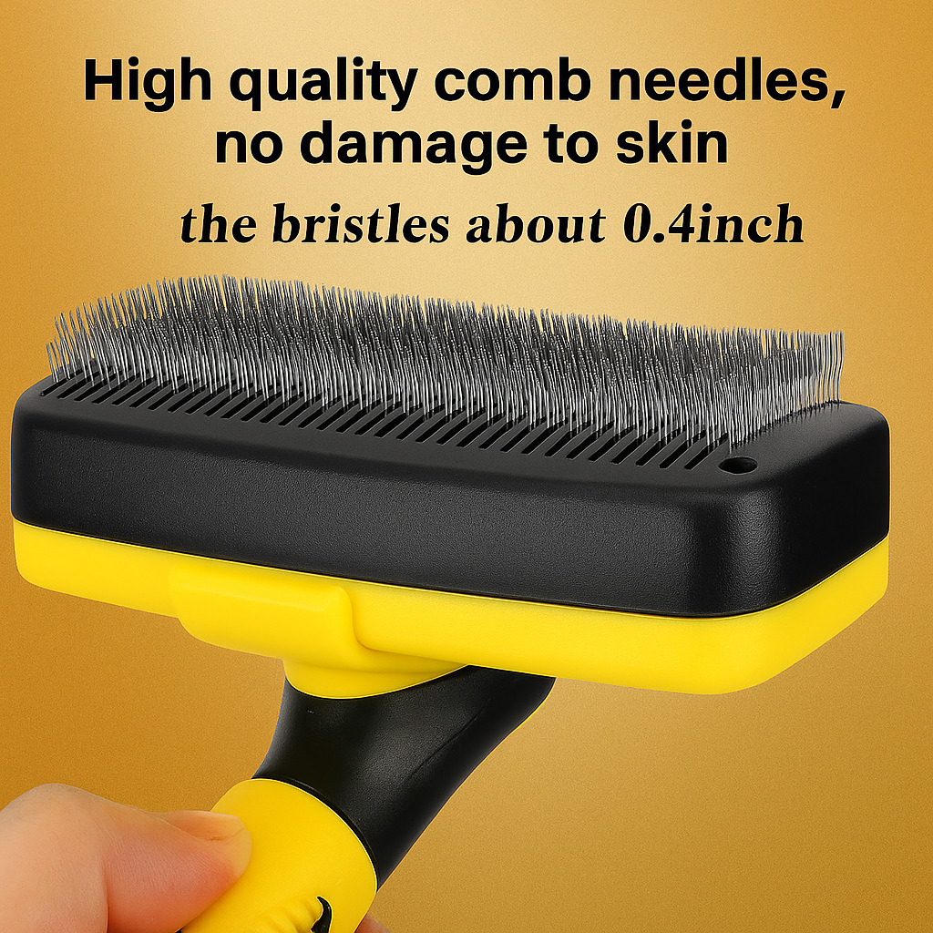 Premium Self-Cleaning Slicker Brush for Dogs & Cats – Gentle Grooming with Comfort Grip