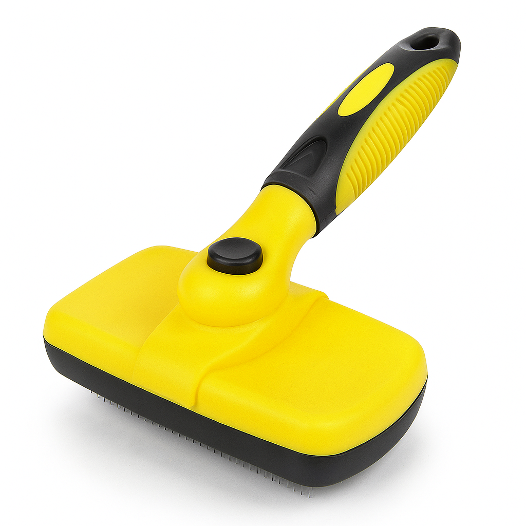 Premium Self-Cleaning Slicker Brush for Dogs & Cats – Gentle Grooming with Comfort Grip