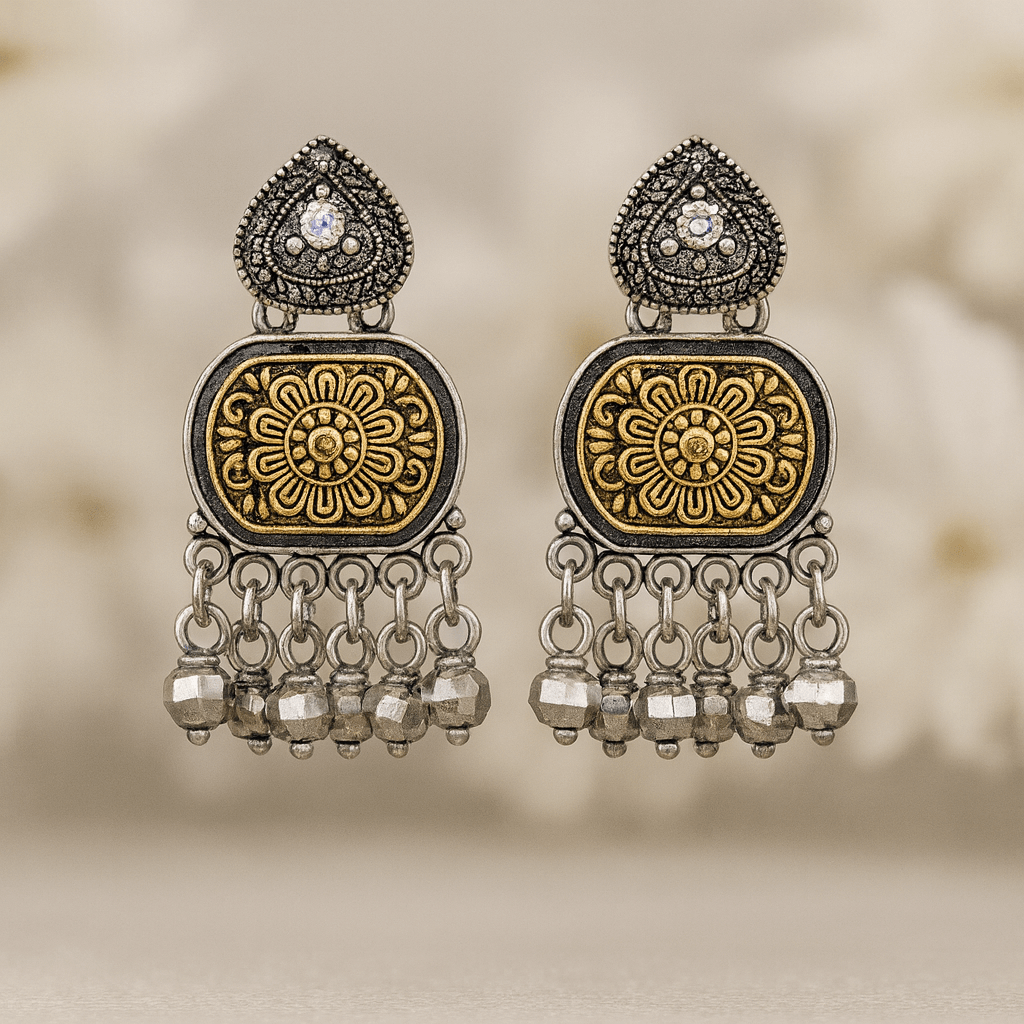 Set of 12 Premium Oxidized Designer Stud Earrings + Folding Jewelry Box