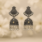 Set of 12 Premium Oxidized Designer Stud Earrings + Folding Jewelry Box