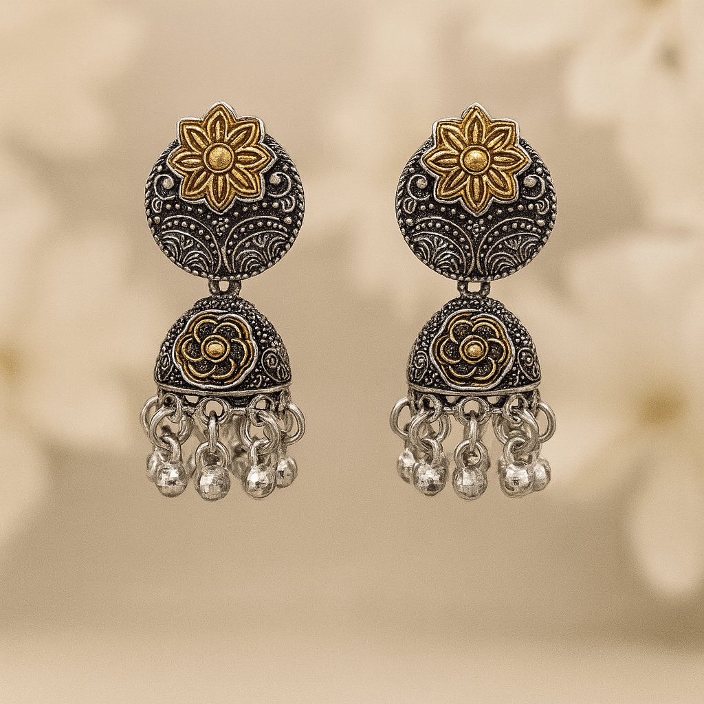 Set of 12 Premium Oxidized Designer Stud Earrings + Folding Jewelry Box