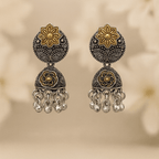 Set of 12 Premium Oxidized Designer Stud Earrings + Folding Jewelry Box