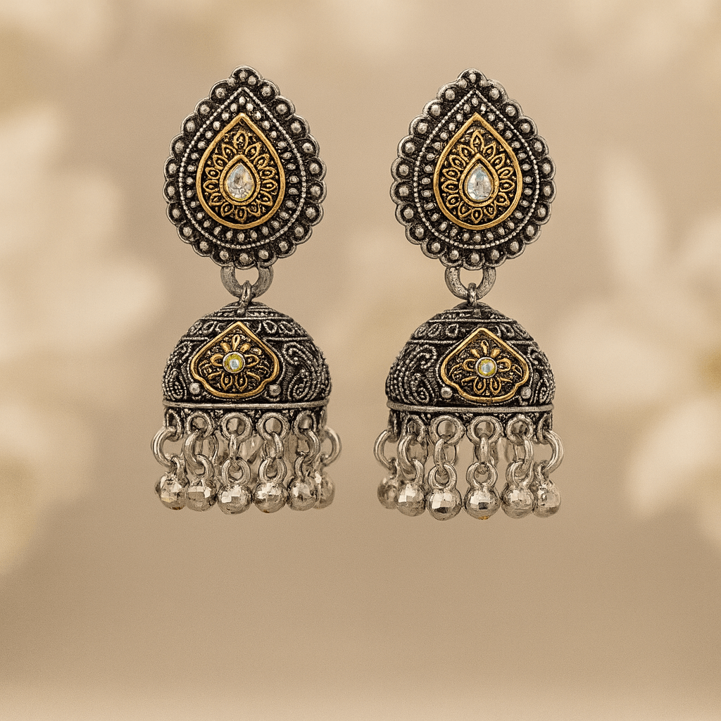 Set of 12 Premium Oxidized Designer Stud Earrings + Folding Jewelry Box