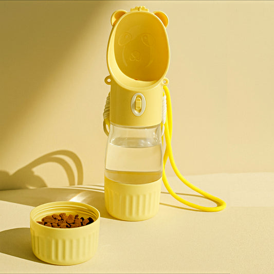 2-in-1 Portable Dog Water Bottle & Food Container – Leak-Proof Travel Feeder for Pets
